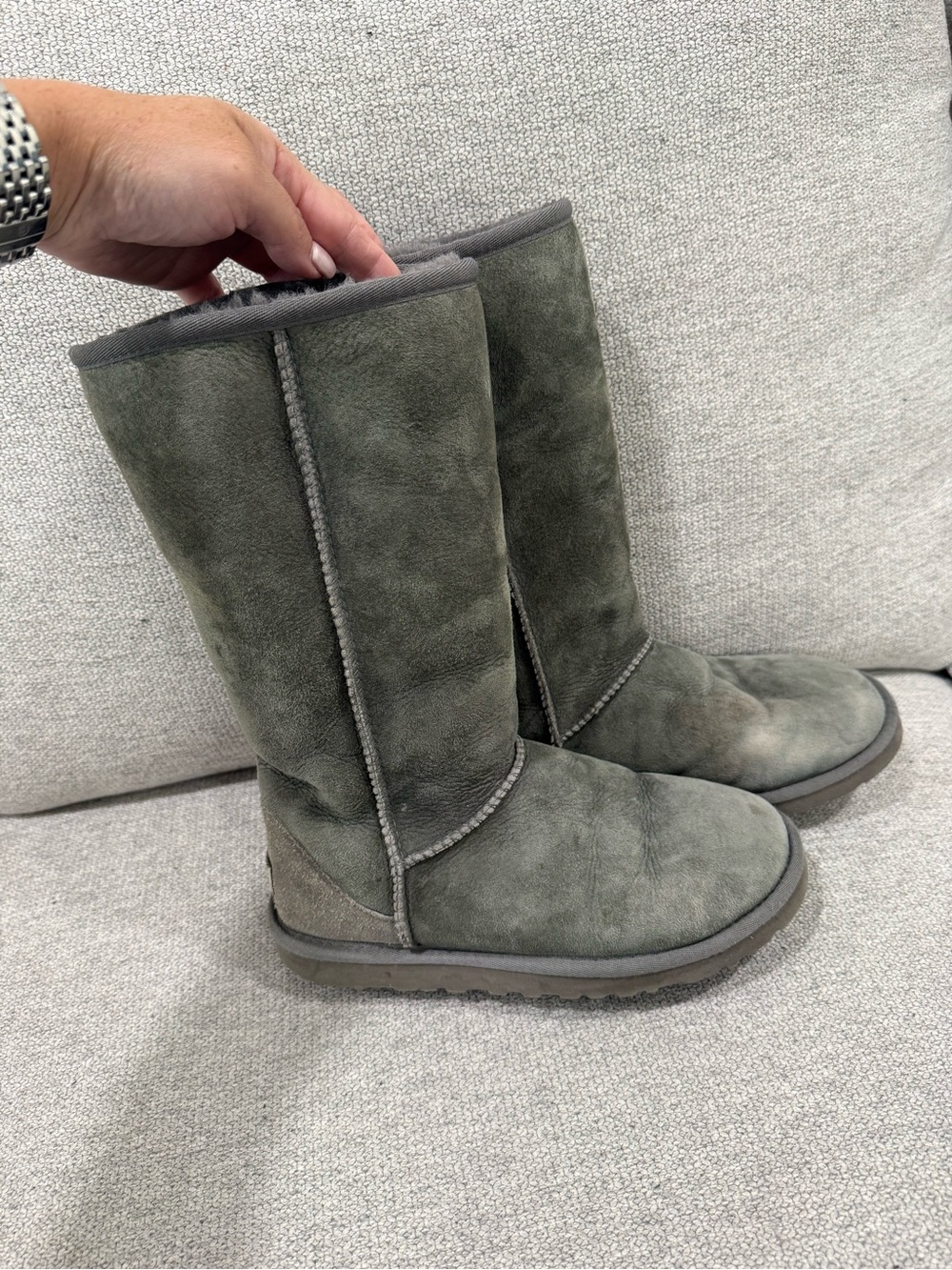 UGG Women's Tall Suede Boots in Olive Green